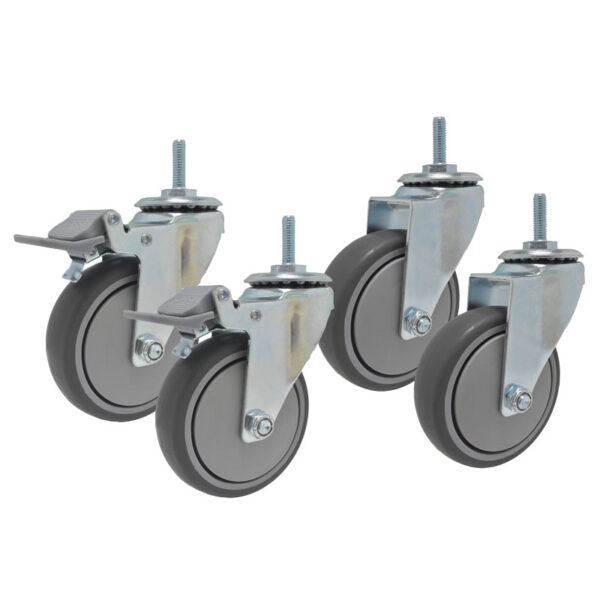 4" TPR Industrial Castors Set (2 Swivels, 2 Total Brakes)